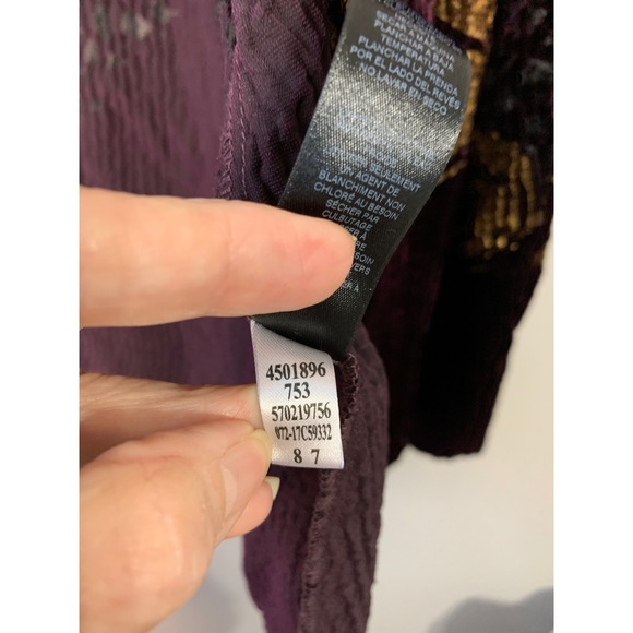 Chicos Velvet Burnout Floral Open Front Blazer Jacket Size 2 (12) L Purple Gold - Picture 11 of 11